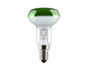 Лампа зеркальная рефлекторная GE 40R50/G/E14 (зеленая),