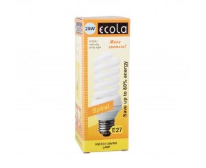 Лампа энергосберегающая Ecola Spiral 20W 220V E27 4100K 104х45,