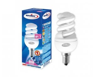 Лампа энергосберегающая КОСМОС SPC 11W220v E1427 Т2 (спираль) теплый,