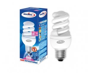 Лампа энергосберегающая КОСМОС SPC 13W220v E2727 Т2 (спираль) теплый,