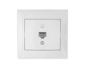 Розетка компьютерная СП RJ45 белая со вставкой Lezard 701-0202-139,